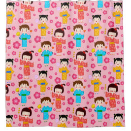愛らしい子供のパターン シャワーカーテン
