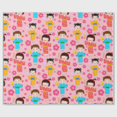 愛らしい子供のパターン ラッピングペーパー (フラット)