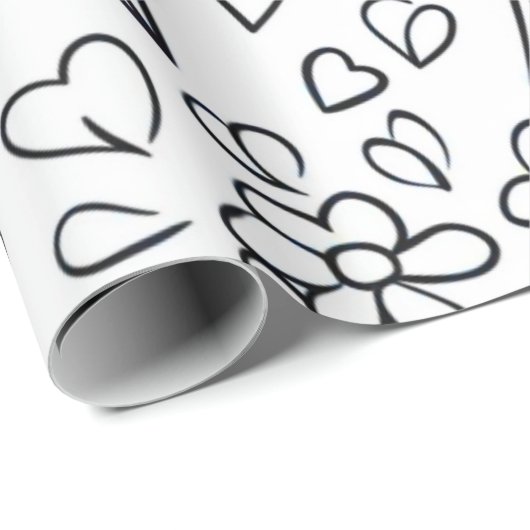 愛らしい子供部屋の花とハートの色 ラッピングペーパー (ロールコーナー)