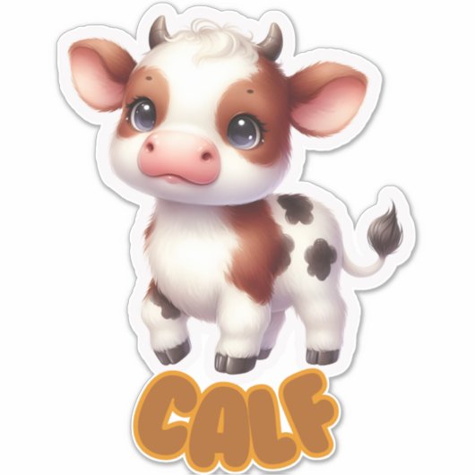 愛らしい子牛の子供部屋 シール (正面)