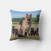 愛らしい子犬とカスタマイズ可能なドイツの羊飼い クッション (裏面)