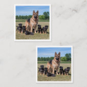 愛らしい子犬とカスタマイズ可能なドイツの羊飼い スクエア名刺 (正面/裏面)