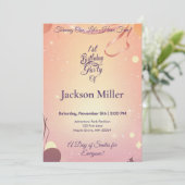 愛らしい子犬とカスタマイズ可能なバルーン誕生日 招待状 (スタンド正面)