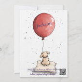 愛らしい子犬とカスタマイズ可能なバルーン誕生日 招待状 (裏面)