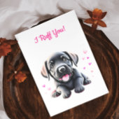 愛らしい子犬とハートテールワグバレンタイン シーズンカード