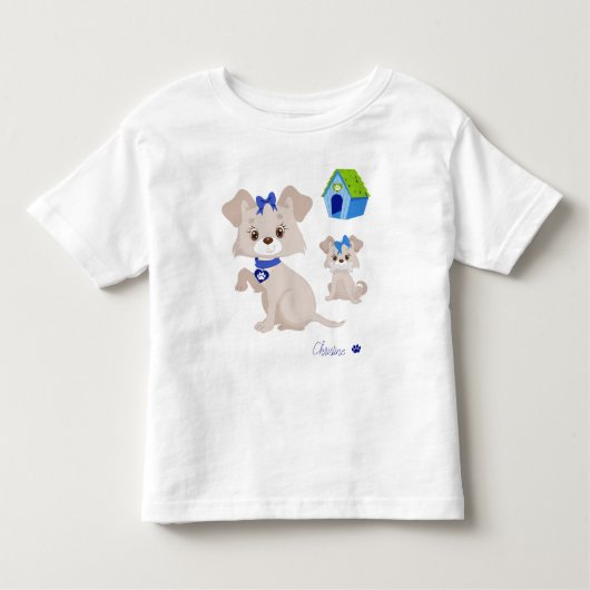 愛らしい子犬とママ犬 トドラーTシャツ (正面)