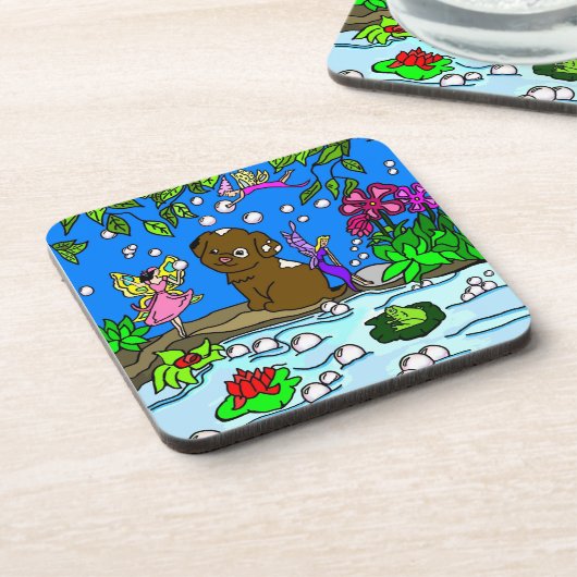 愛らしい子犬と妖精の国コースター コースター (左側)