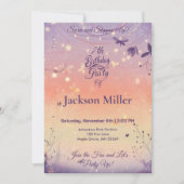 愛らしい子犬と魔法のバルーン誕生日 招待状 (正面)