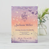 愛らしい子犬と魔法のバルーン誕生日 招待状 (スタンド正面)