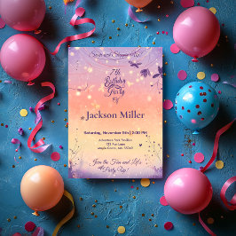 愛らしい子犬と魔法のバルーン誕生日 招待状