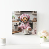 愛らしい子犬のおもしろい犬ウォールクロック スクエア壁時計 (ホーム)