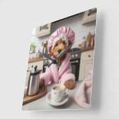 愛らしい子犬のおもしろい犬ウォールクロック スクエア壁時計 (傾斜)