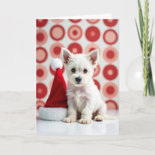愛らしい子犬のクリスマスカード カード (正面)