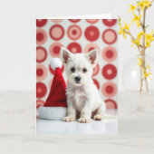 愛らしい子犬のクリスマスカード カード (黄色い花)