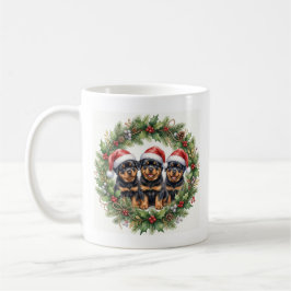 愛らしい子犬のロットワイラー クリスマスマグカップ コーヒーマグカップ
