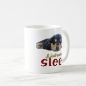 愛らしい子犬のワードアートを眠りたい コーヒーマグカップ (正面右)