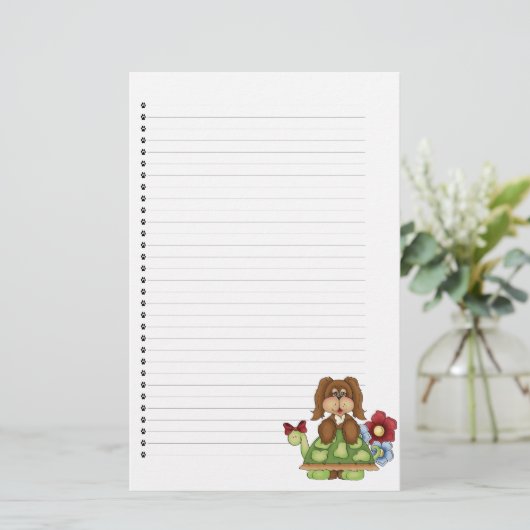 愛らしい子犬の並んだ文房具 便箋 (スタンド正面)