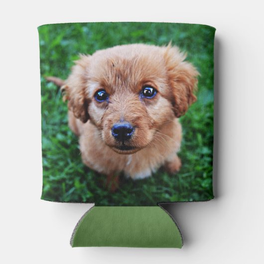 愛らしい子犬の写真 缶クーラー (裏面)