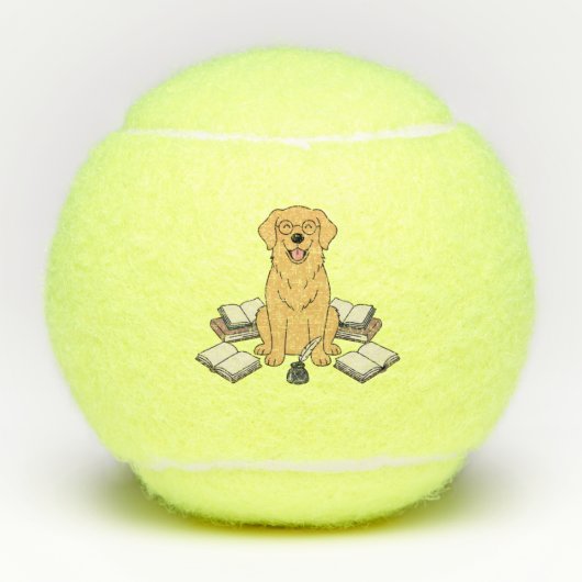 愛らしい子犬の本虫 アウトドアスポーツ イエロー デザイン テニスボール (正面)