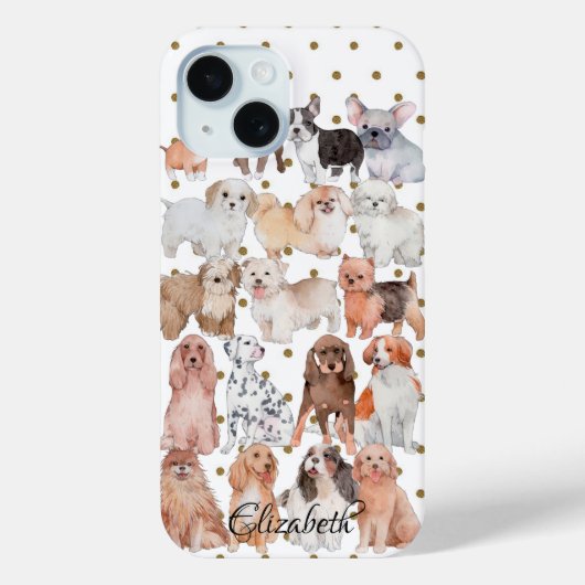 愛らしい子犬の水玉模様 オーダーメイド Case-Mate iPhoneケース (裏面)
