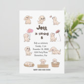 愛らしい子犬の誕生日パーティー、パーソナライズ可能 招待状 (スタンド正面)