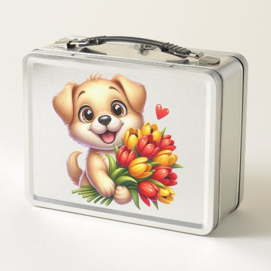 愛らしい子犬の金属弁当箱 メタルランチボックス (裏面)
