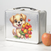 愛らしい子犬の金属弁当箱 メタルランチボックス (インサイチュ)