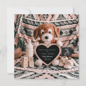 愛らしい子犬のplushy妊娠の発表 シーズンカード (正面)