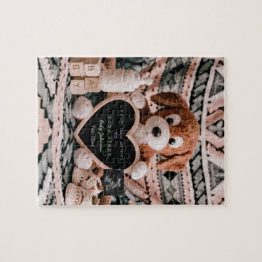 愛らしい子犬のplushy妊娠の発表 ジグソーパズル (横)