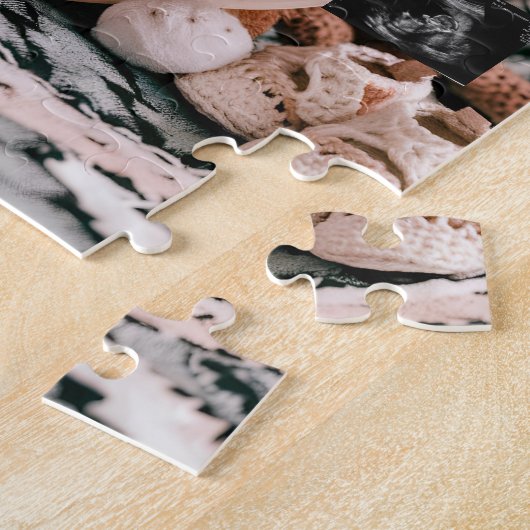 愛らしい子犬のplushy妊娠の発表 ジグソーパズル (側面)