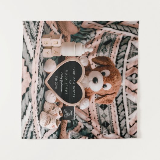 愛らしい子犬のplushy妊娠の発表 タペストリー (正面(横))