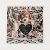 愛らしい子犬のplushy妊娠の発表 タペストリー (正面)