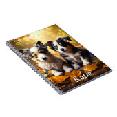 愛らしい子犬パーソナライズされた二匹 ノートブック (右側)