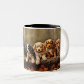 愛らしい子犬ラインセラミックマグカップ ツートーンマグカップ (正面右)