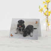愛らしい子犬用カード カード (黄色い花)