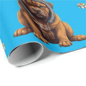 愛らしい子犬1クリスマスホリデーオンブルー ラッピングペーパー (ロールコーナー)