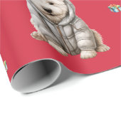 愛らしい子犬4クリスマスホリデーオンレッド ラッピングペーパー (ロールコーナー)