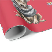 愛らしい子犬5クリスマスホリデーオンレッド ラッピングペーパー (ロールコーナー)