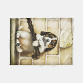 愛らしい子犬 フリースブランケット (正面(横))