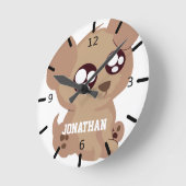 愛らしい子犬 ラウンド壁時計 (傾斜)