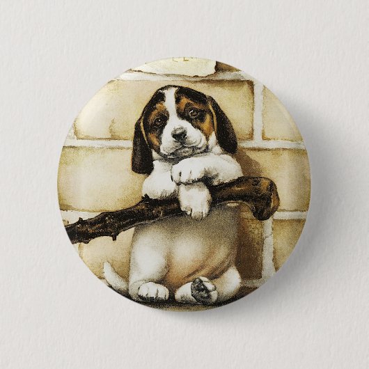 愛らしい子犬 缶バッジ (正面)