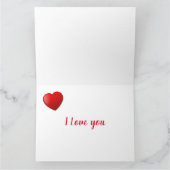 愛らしい子犬 赤いゴールドのハート カード (内部)