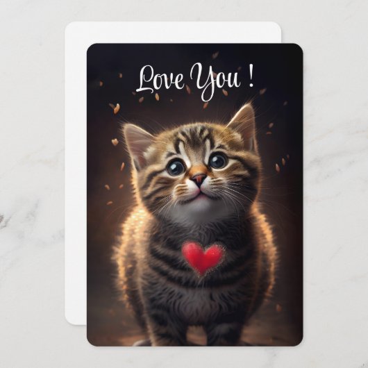 愛らしい子猫があなたを愛してる - バレンタインデー シーズンカード (正面/裏面)