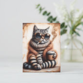 愛らしい子猫とコーヒー ポストカード (スタンド正面)