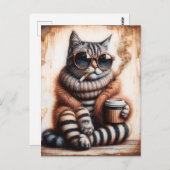 愛らしい子猫とコーヒー ポストカード (正面/裏面)
