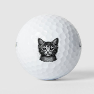 愛らしい子猫のスケッチ ゴルフボール