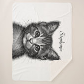 愛らしい子猫のスケッチ シェルパブランケット (正面)