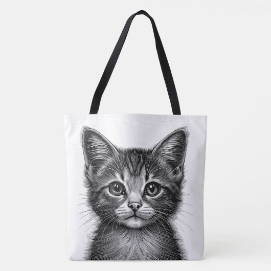 愛らしい子猫のスケッチ トートバッグ (正面)