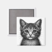 愛らしい子猫のスケッチ マグネット (正面/裏面)
