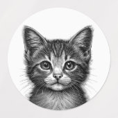 愛らしい子猫のスケッチ ラベル (デザイン2)
